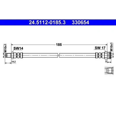 Abbildung von ATE 24.5112 0185.3 Bremsschläuche 185 M10x1 FIAT: Panda I Schrägheck, Stilo Multi Wagon