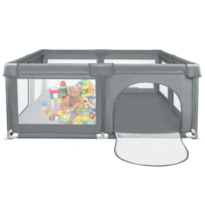 Abbildung von Laufgitter für Babys, 120 x 66 cm, modular, faltbar, aus Netzstoff mit 50 Bällen, Laufstall Babys drinnen und draußen, Aktivitätszentrum den Laufstall,