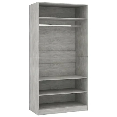 Abbildung von vidaXL Kleiderschrank offen Einlegeboden Regal Kleiderständer Schrank Kleiderstange Garderobenschrank Betongrau 100x50x200cm Holzwerkstoff