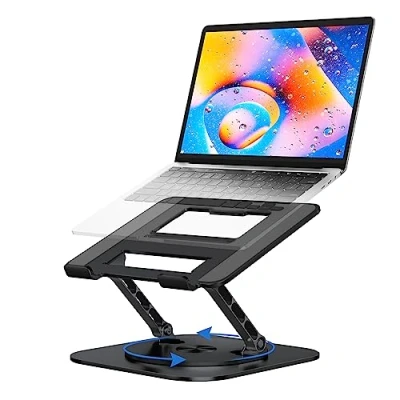 Abbildung von MCHOSE Laptopständer für Schreibtisch, Ergonomische Laptop Erhöhung mit 360 drehbarer Basis, Faltbarer Notebook Computerhalter Ständer Kompatibel MacBook Air Pro, Dell XPS, mehr 10 17 Zoll