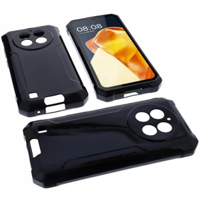 Abbildung von foto kontor Hülle kompatibel mit Oukitel WP28 Schutzhülle schwarz Tasche Gummi TPU Handy Schutz Handytasche Handyhülle Smartphone Case Kantenschutz Eckenschutz