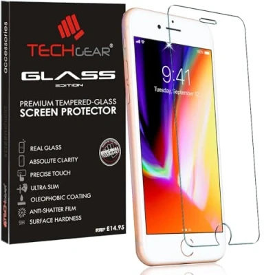 Abbildung von TECHGEAR Schutzfolie kompatibel mit iPhone SE 2020 (4.7 zoll) 8, 7, 6s, 6 folie Glas Anti Kratzer Schutzabdeckung 2020, 8/7 / 6s