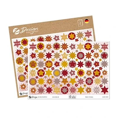 Abbildung von 5 x Z Design Weihnachtssticker Papier Sterne mehrfarbig 202 Aufkleber