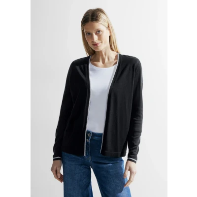 Abbildung von Cecil Offener Basic Strickjacke, Damen, Größe: XL, Schwarz