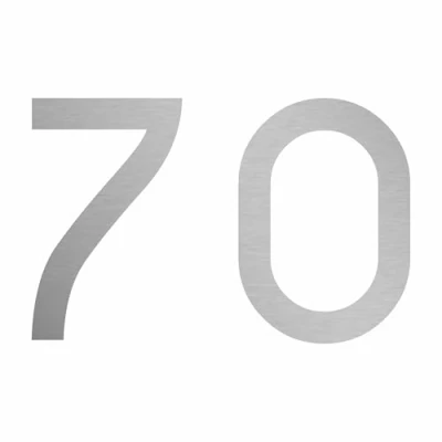 Abbildung von Zahlenaufkleber Nummer 70, Silber, 10cm (100mm) hoch, Aufkleber mit Zahlen in vielen Farben + Höhen, wetterfest