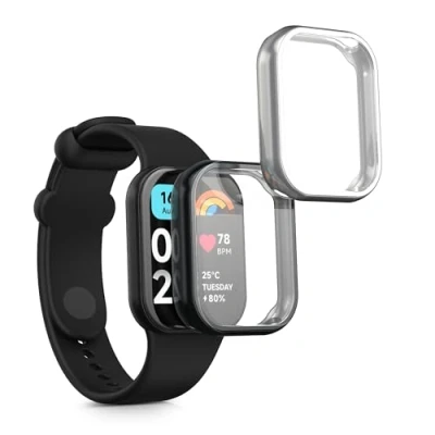 Abbildung von kwmobile 2X Schutzhülle kompatibel mit Xiaomi Mi Band 8 Pro Hülle Fullbody Cover Set aus Silikon Schwarz Silber