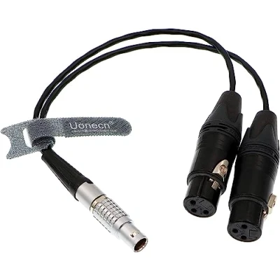 Abbildung von Uonecn 10 Pin auf Dual XLR 3 Female Plug Breakout Cable for Atomos Audio Splitter Shogun Monitor Recorder 30cm
