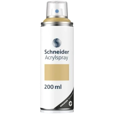 Abbildung von Schneider Paint It 030 Supreme DIY Acryllack (hochdeckende Sprühfarbe, UV beständig, 200 ml, Acrylspray für fast alle Untergründe) gold matt