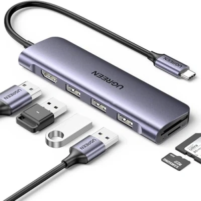 Abbildung von HUB Ugreen CM511 20956A 6in1 USB C HDMI / 3x A 3.0 SD/TF Kartenleser grau