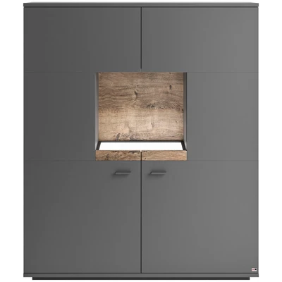 Abbildung von set one by Musterring Highboard &quot;Lancaster&quot;, in 2 Farben erhältlich, Bügelgriff grau, Breite 120cm
