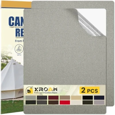 Abbildung von Flicken Selbstklebend Stoff, 21 x 30 cm Wasserdichtes Stoffklebeband, Selbstklebende Canvas für Outdoor Möbel, Bootabdeckungen, Sofas, Zelte, Lounge Stühle, Sonnenschutz, Hellgrau