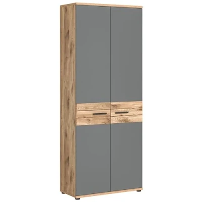Abbildung von xonox.home Büro Mason X12B8516 Büroschrank Schrank Stauraum Home Office in Front Basalt grau Nb., Korpus Nox Oak Nb. Absetzung ca. 80x199x37 cm