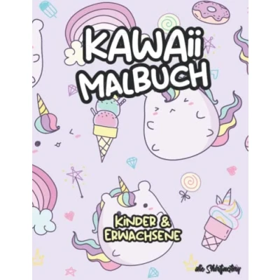 Abbildung von Kawaii Malbuch: 50 süße und lustige Motive zum Ausmalen für Kinder Erwachsene