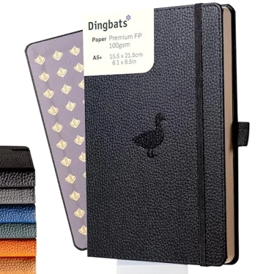 Abbildung von Dingbats* Tierwelt Notizbuch A5 Kariert Hardcover aus veganem Leder für Arbeit, Reisen, Uni mit elastischem Verschlussband