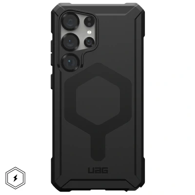 Abbildung von Samsung Galaxy S25 Ultra Hülle MagSafe Silikon UAG Soft Case/Backcover Handyhülle Schwarz Shockproof/Stoßfest