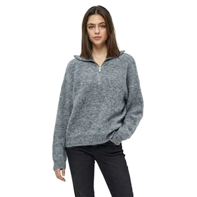 Abbildung von DESIRES Damen Juna Zip Pullover Grau XXL