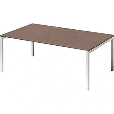 Abbildung von BISLEY Cito Chefarbeitsplatz/Konferenztisch, 650 850 mm höheneinstellbares U Gestell, Metall, Wn396 Dekor Nußbaum, Gestell Verkehrsweiß, 120 x 200 85 cm
