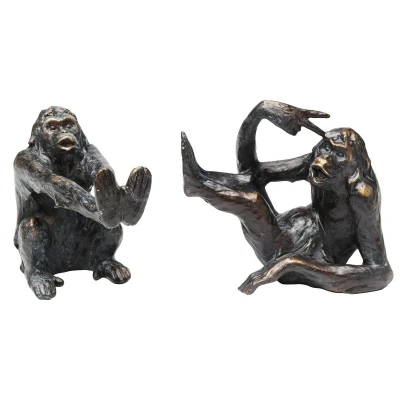 Abbildung von Kare Design Buchstütze Monkey 2er Set Schwarz, Deko Objekt, Affenmotiv, Accessoire, Wohnzimmer, für Regale oder Sideboards, Skulptur, Dekoration, 17x20x10 cm (H/B/T)