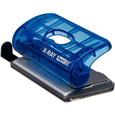 Abbildung von Rapid Kleiner Bürolocher EC10, Kunststoff/Metall, 10 Blatt, Blisterverp., transp. blau