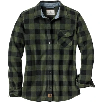Abbildung von Legendary Whitetails Damen Standard Trail Guide Fleece Button Down Shirt Night Forest Plaid, Größe S