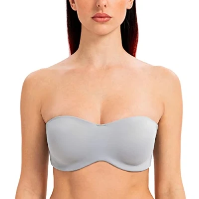 Abbildung von MELENECA Damen Trägerloser BH Bügel,Ohne Einlagen,Große Größe Minimizer Bandeau Grey 85D