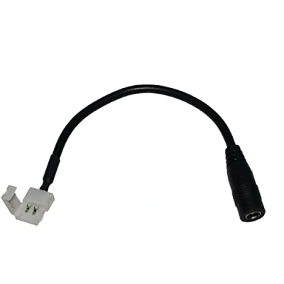 Abbildung von 15cm LED DC Verbinder Buchse 5,5/2,1mm &gt; Clip Schwarz für einfarbige Streifen 2 Pin