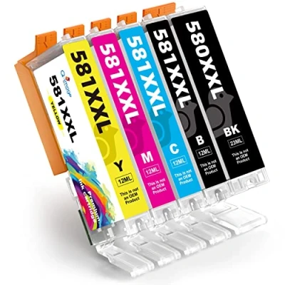 Abbildung von Q image PGI 580 CLI 581 XXL Patronen für Canon Multipack Pixma TR8550 TS705 TS6350 TS6350a TS705a TS6351 TS6250 TS6150 TS9550 TS6151 TS6251 TR8500 TR7550(5er Pack)