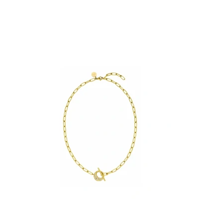 Abbildung von Purelei® Night Sky Kette Statement mit Mond Anhänger &amp; Kristall Sternen 45 cm 18K vergoldet, rosévergoldet oder Edelstahl Knebelverschluss Funkelnd kraftvoll (Gold)