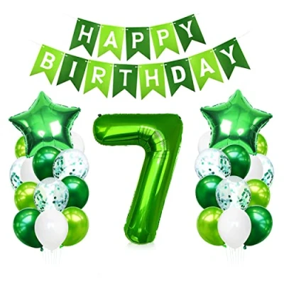 Abbildung von Bluelves Luftballon 7. Geburtstag Grün, Geburtstagsdeko 7 Jahre Junge, Helium Ballon Geburtstag, Riesen Folienballon Zahl 7, Deko zum