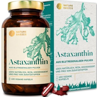 Abbildung von Nature Basics Hochwertiges Astaxanthin aus Blutregenalgen Pulver 120 Kapseln, St., 24.3 g