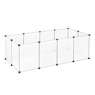 Abbildung von EUGAD Freigehege für Kaninchen, Meerschweinchen Gehege, Welpenauslauf Kleintiergehege, Freilaufgehege Hasen, Verformbar und Erhöhbar, BHT 145x46x75cm, Transparent 35x45cm/Platte