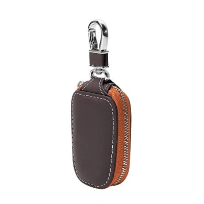 Abbildung von HAODIUSB88 Autoschlüssel Abdeckung,Auto Schlüsselanhänger Tasche Schutz aus,PU Leder Reißverschluss (Marrone)