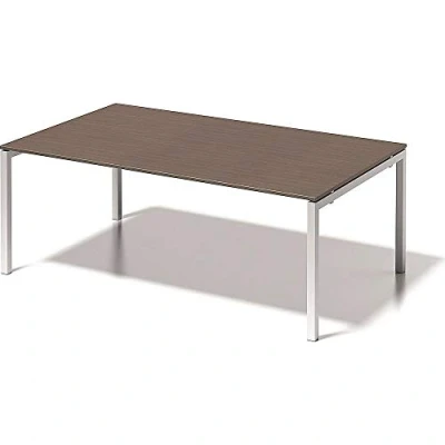 Abbildung von BISLEY Cito Chefarbeitsplatz/Konferenztisch, 740 mm höhenfixes U Gestell, Metall, Wn396 Dekor Nußbaum, Gestell Verkehrsweiß, 120 x 200 85 cm