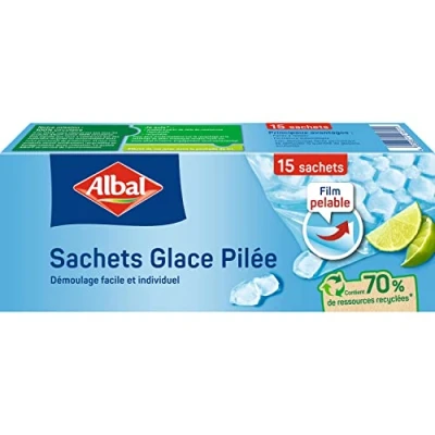 Abbildung von Albal Eiswürfelbeutel, 70% recycelte Ressourcen, automatisches Verschließen, einfaches Befüllen und Herausnehmen