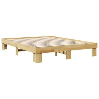 Abbildung von vidaXL Massivholzbett ohne Matratze 150x200 cm Eichenholz, Bett, Schlafzimmermöbel, Doppelbett, Bettrahmen, Möbel Schlafzimmer, Bettgestell Massivholz
