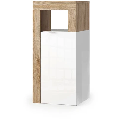 Abbildung von welltime Unterschrank Hamburg Höhe 78 cm, Breite 35 Badkommode mit 1 Tür, Badezimmerschrank, dekorativer Rahmen, offenes Fach, Metallgriff