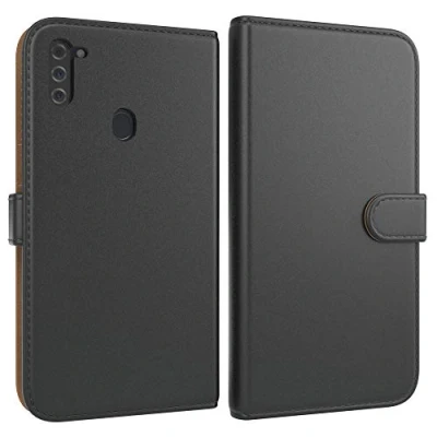 Abbildung von EAZY CASE Tasche kompatibel mit Samsung Galaxy M11 Schutzhülle Standfunktion Klapphülle im Bookstyle, Handytasche Handyhülle Flip Cover Magnetverschluss und Kartenfach, Kunstleder, Schwarz