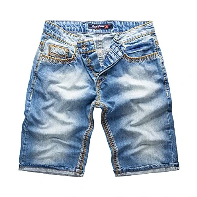 Abbildung von Rock Creek Herren Shorts Jeansshorts Denim Short Kurze Hose Herrenshorts Jeans Sommer Dicke Nähte Bermuda RC 2079 Hellblau W30