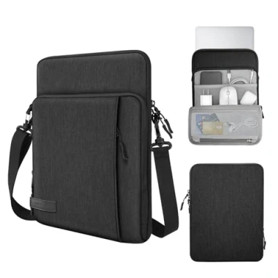 Abbildung von MoKo 13,3 Zoll Laptop Tasche Hülle, Tragetasche für MacBook Air 13 M3 M2 2024 2018, Pro 14 2021, Tab S8+ 12,4&quot;,Surface 8, Schwarz+Grau
