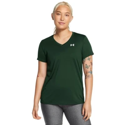 Abbildung von Under Armour Tech T Shirt für Damen, Kurzarm, V Ausschnitt, Groß