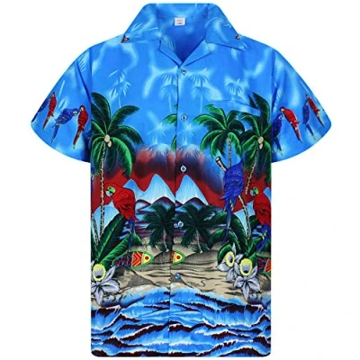 Abbildung von V.H.O. Funky Hawaii Hemd, Herren, Kurzarm, Parrot, Blau, XXL