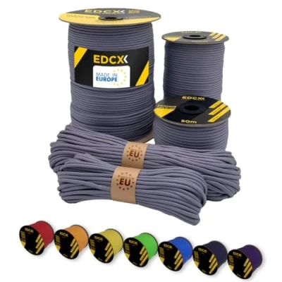 Abbildung von EdcX Paracord 4 mm, 35+ Volltonfarben (10 m, 15 30 50 100 300 m) Ideal zum Basteln, Camping, Outdoor 100% Nylonseil mm Taktische Schnur 550 Typ III (Shark,