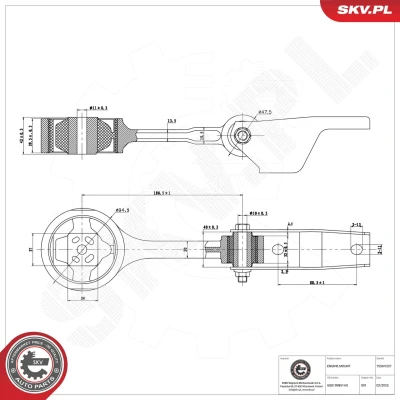 Abbildung von ESEN SKV 75SKV227 Motorlager hinten Gummimetalllager Aluminium, Gummi 42mm SEAT: Ibiza 3 Schrägheck, 4 Sportcoupe