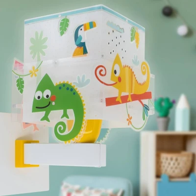 Abbildung von Dalber kinder Wandlampe, Kinderlampe Wandleuchte, kinderzimmer Happy Jungle Chamäleon Tiere Dschungel, 63319, E27