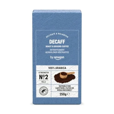 Abbildung von by Amazon Entkoffeiniert Gemahlener Röstkaffee, 1kg (4 Packs of 250 g), Rainforest Alliance Zertifizierung