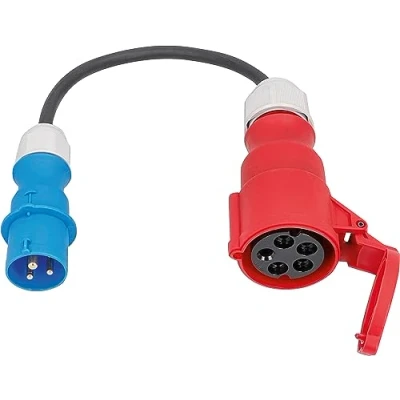 Abbildung von as Schwabe Adapterleitung CEE Stecker 230V/16A/3 polig zu Kupplung 400V/16A/5 0,3 m H07RN F 3G2,5 schwere Gummischlauchleitung IP44 spritzwassergeschützt, 61372