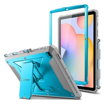 Abbildung von Fintie Stoßfeste Schutzhülle für Samsung Galaxy Tab S6 Lite 10,4 Zoll 2024/2022/2020, Tuatara Rugged Unibody Hybrid Bumper Kickstand Cover mit integriertem Displayschutz, Himmelblau