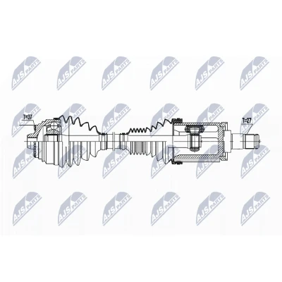 Abbildung von NTY NPW BM 177 Antriebswelle Vorderachse links 570 Automatikgetriebe BMW: 5 Limousine, Touring