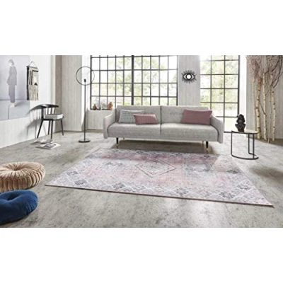 Abbildung von Nouristan Asmar Teppich Wohnzimmerteppich Orient Touch Detailiertes Muster Florales Kurflor Flachgewebe für Esszimmer, Wohnzimmer, Schlafzimmer Alt Pink, 160x230cm