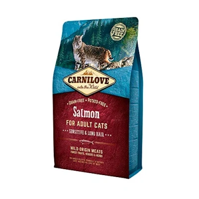Abbildung von Carnilove Lachs Sensitive &amp; Long Hair Trockenfutter für Katzen, 400 g